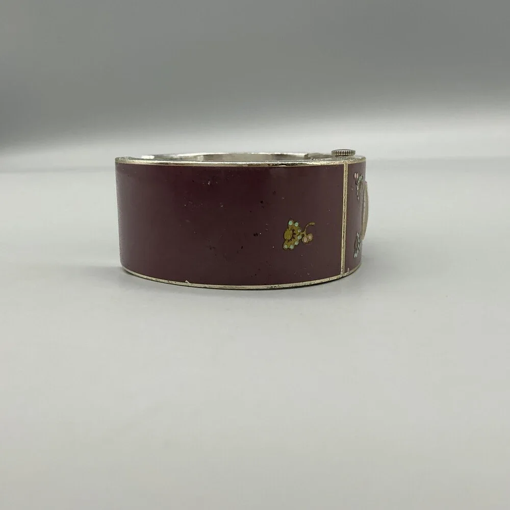 Vintage Baroness Womens Watch 23mm Enamel Cuff Manual NON WWORKING For Parts